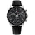 HILFIGER Quarzarmanduhr mit schwarzem Zifferblatt, Chronograph-Details und schwarzem Lederarmband