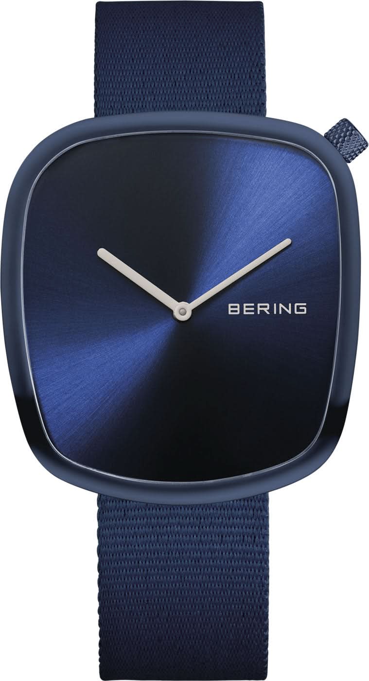 Montre pour femme avec cadran bleu et bracelet en tissu bleu foncé, boîtier carré