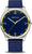 Montre homme avec bracelet en tissu bleu, cadran bleu et lunette en acier argenté