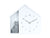 Horloge murale design maison de chat, blanche, avec chat gris assis et cadran