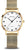 Montre pour femme avec cadran blanc, boîtier en titane doré et bracelet milanais