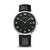 Herrenarmbanduhr mit schwarzem Zifferblatt und schwarzem Lederarmband, Titangehäuse