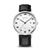 Herrenuhr mit silbernem Titangehäuse, schwarzem Lederband und weißem Zifferblatt