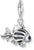 Pendentif poisson en argent sterling 925 avec pierres bleues sur le côté et bélière