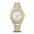 Zweifarbige Damenuhr mit rundem Zifferblatt und Metallarmband, Gold und Silber