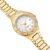 Montre pour femme dorée avec cadran blanc et bracelet milanais