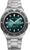 Bracelet de montre pour homme avec cadran vert et bracelet en métal argenté, lunette ronde