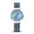 Montre pour femme avec boîtier rond, cadran bleu et bracelet milanais