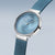 Montre pour femme avec cadran bleu, boîtier argenté et bracelet milanais bleu