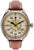 Montre Messerschmitt pour homme avec bracelet en cuir marron, boîtier rond en métal et cadran jaune