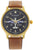 Herrenarmbanduhr Messerschmitt M35 mit braunem Lederband, goldfarbenem Gehäuse und schwarzem Zifferblatt