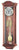Ancienne horloge murale avec boîtier en bois, façade en verre, cadran romain et poids oscillant
