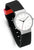 Montre Jacob Jensen pour homme avec bracelet en silicone noir, accent rouge, boîtier argenté