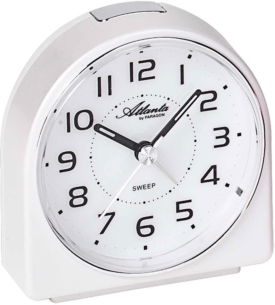 Réveil Atlanta Quartz avec cadran analogique, boîtier blanc
