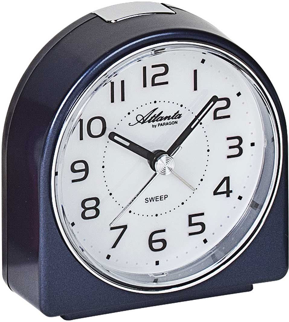 Montre Atlanta avec cadran analogique, boîtier bleu foncé et aiguilles argentées