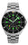 Montre homme UMF Ruhla NVA 1932-M2 avec cadran noir, index verts et bracelet en acier inoxydable