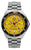 Montre-bracelet pour homme UMF Ruhla avec cadran jaune, bracelet en acier et lunette GMT