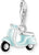 Pendentif roller 3D, scooter vintage bleu clair en argent 925