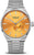 Montre homme avec cadran orange et bracelet en acier inoxydable argenté