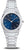 Bering Damenuhr mit blauem Zifferblatt, runden Indexen und silbernem Metallarmband