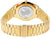 Rückseite einer goldenen Herrenuhr mit Gravur und Milanaise-Armband