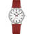 Danish Design Armbanduhr mit rotem Lederband, weißem Zifferblatt und Titan-Gehäuse