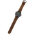 Armbanduhr mit schwarzem Zifferblatt, braunem Lederarmband und Titangehäuse