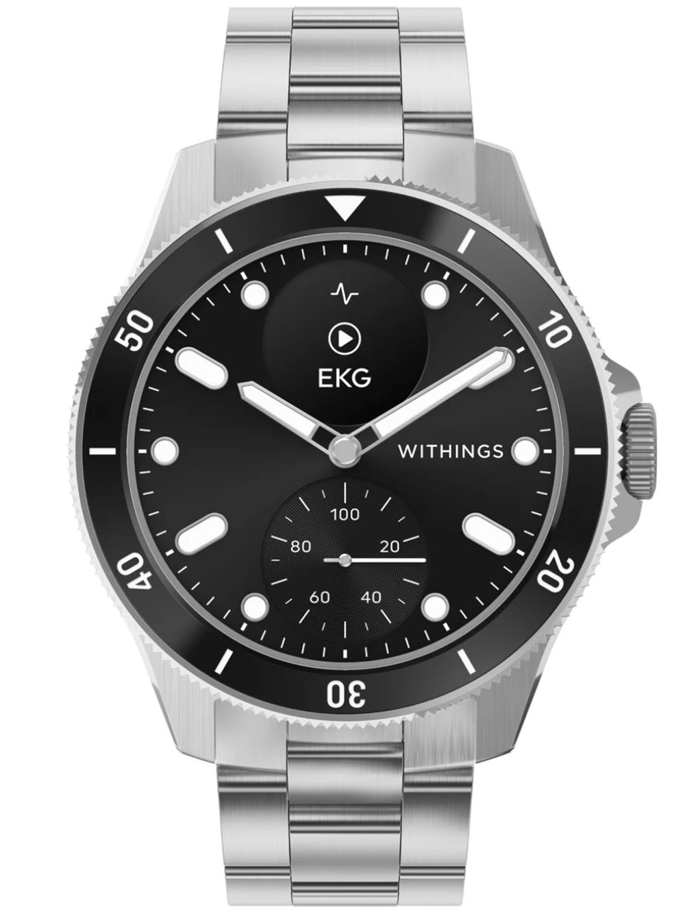 Withings ScanWatch Nova Smartwatch mit schwarzem Zifferblatt, EKG-Anzeige und Metallarmband