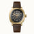 Herrenuhr mit Automatikwerk, goldfarbenem Gehäuse und braunem Lederarmband