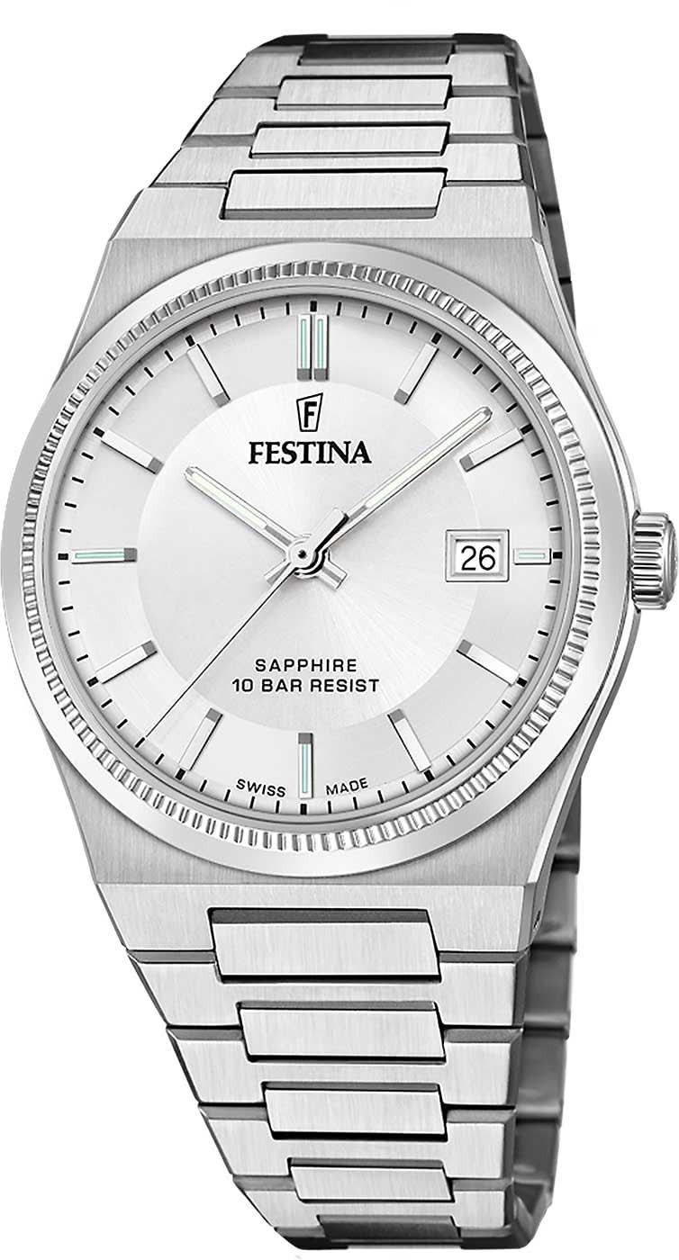 Bracelet de montre pour homme en acier inoxydable argenté, cadran blanc et affichage de la date 26
