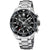 Festina Herrenuhr: schwarzes Ziffernblatt, Chronograph, Edelstahlarmband