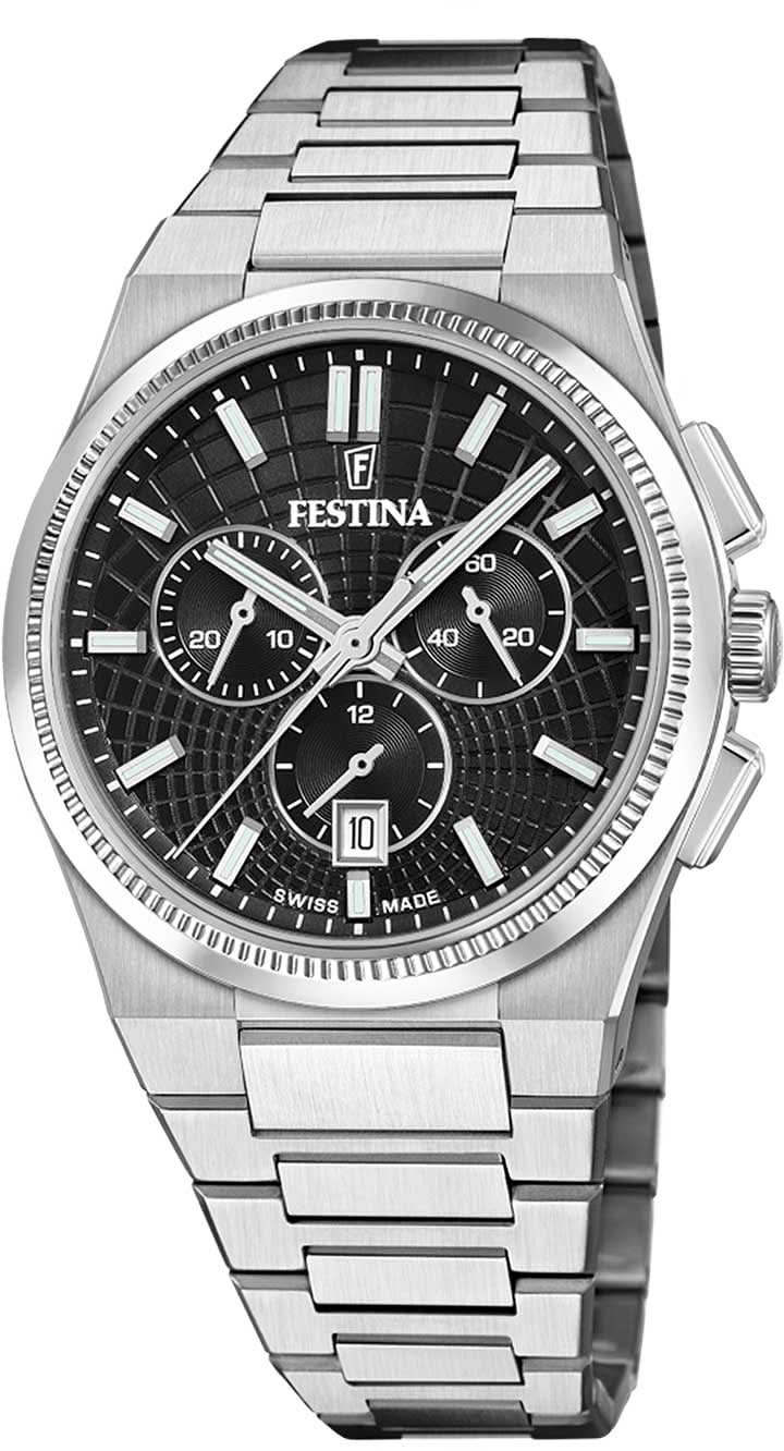 Montre Festina pour homme avec cadran noir et bracelet en acier inoxydable
