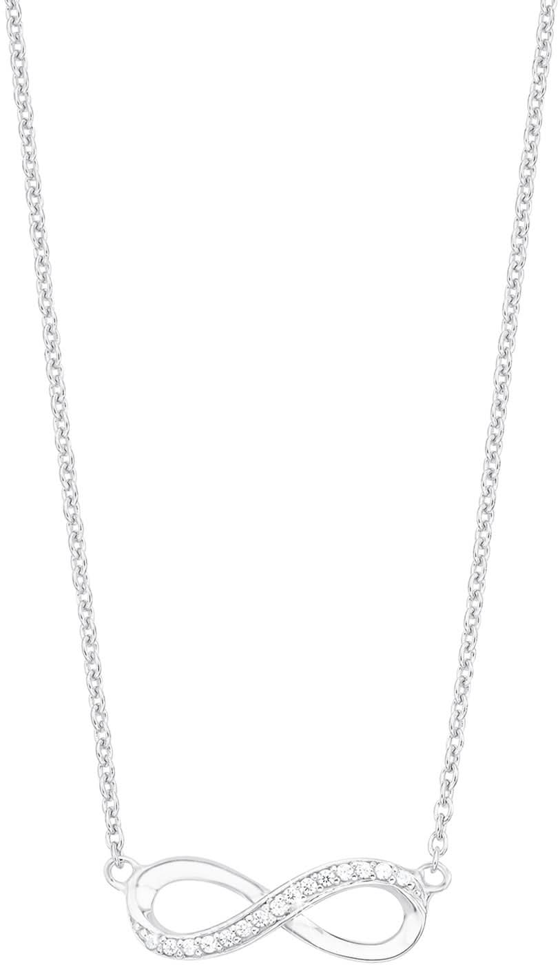 Collier avec pendentif infini argenté serti de pierres