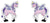 Paire de clous d'oreilles licorne, un motif par oreille, licorne rose-violette avec corne colorée