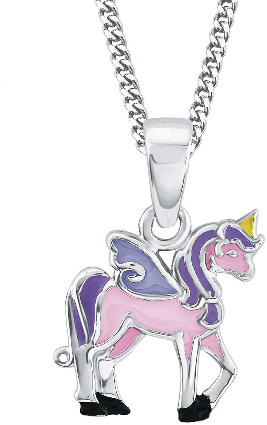 Collier en argent avec pendentif licorne (rose, violet)