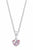 Pendentif cœur argenté avec pierres roses sur chaîne