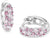 Créoles argentées avec pierres roses, montées sur un anneau ovale