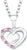 Collier en argent avec grand pendentif cœur et petites pierres roses sur le bord