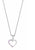 Pendentif cœur argenté sur chaîne avec incrustations scintillantes de pierres roses et violettes