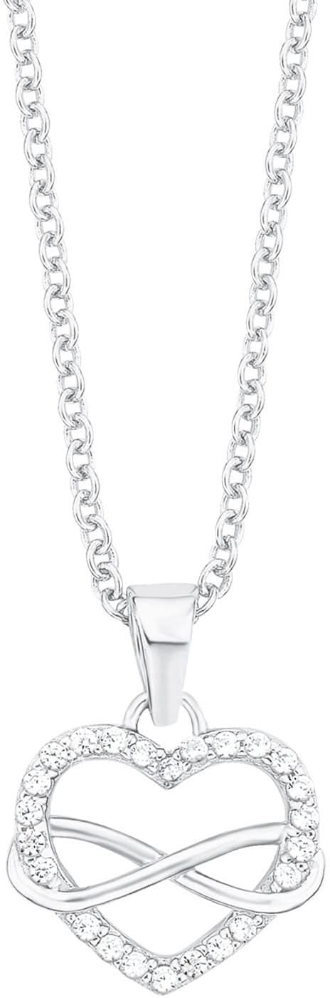 Collier argenté avec pendentif cœur et fines pierres décoratives