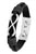 Bracelet en cuir noir avec fermoir argenté et éléments rectangulaires