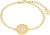 Armband aus gelbgoldfarbenem Metall, mit rundem Zierteil und blauem Schmuckstein