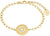 Armband, gelbgoldfarben, Gliederkette mit rundem Medaillon und blauem Stein