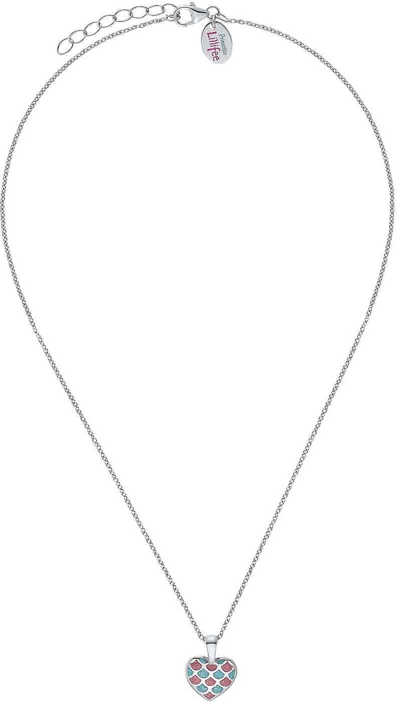 Collier avec pendentif cœur en métal émaillé, couleurs vives, chaîne à maillons fins