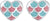Paire de clous d'oreilles cœur avec émail turquoise et rose, dos argenté