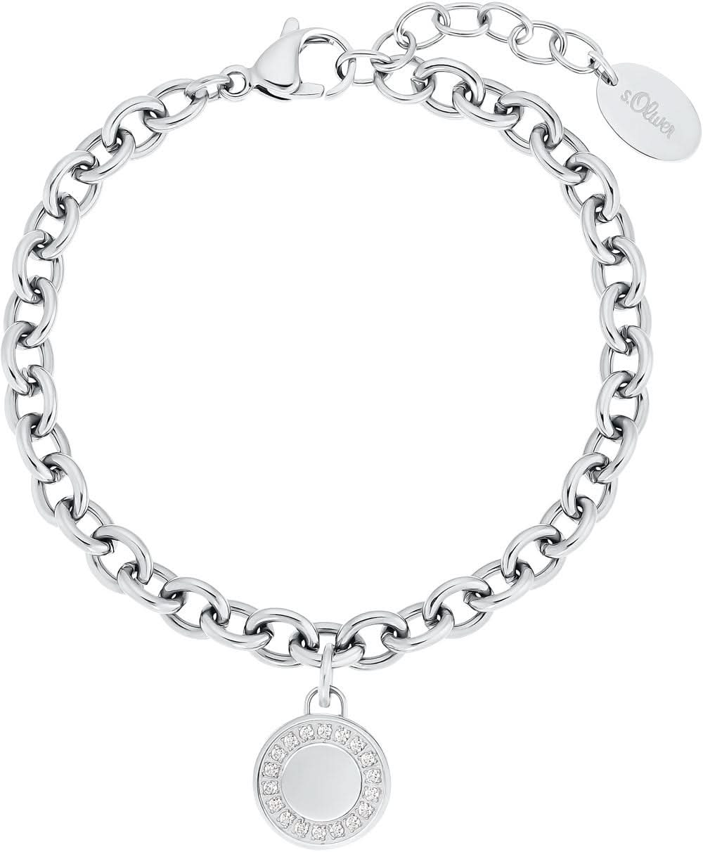 Bracelet en argent sterling avec chaîne à maillons et pendentif rond en forme de pièce
