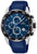 Montre chronographe pour homme : bracelet en silicone bleu, cadran bleu, boîtier en acier inoxydable