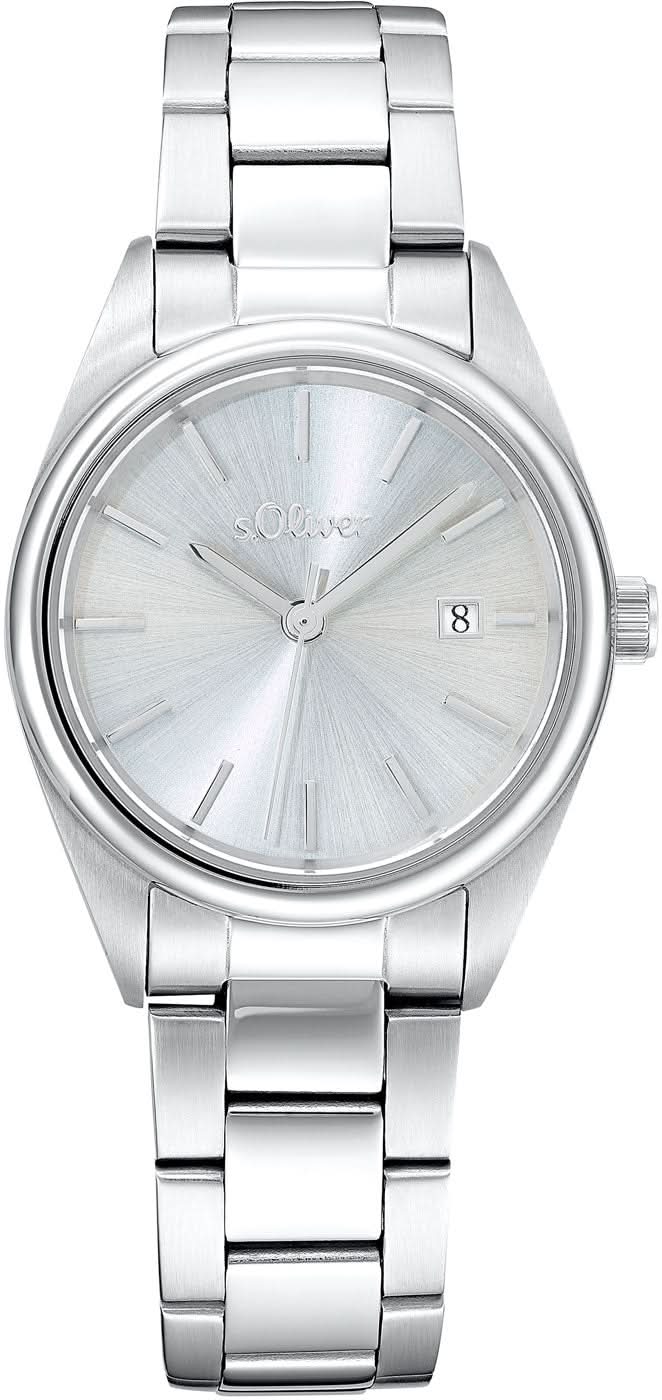 s.Oliver Montre femme avec bracelet en métal argenté et cadran rond, chiffres romains