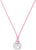 Chaîne textile avec ruban rose, pendentif rond en acier inoxydable et petits cœurs
