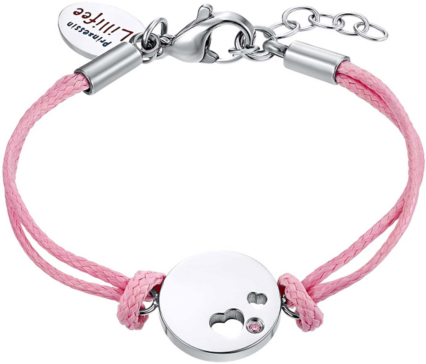 Bracelet textile Princesse Lillifee 2034000 avec cœurs en acier inoxydable